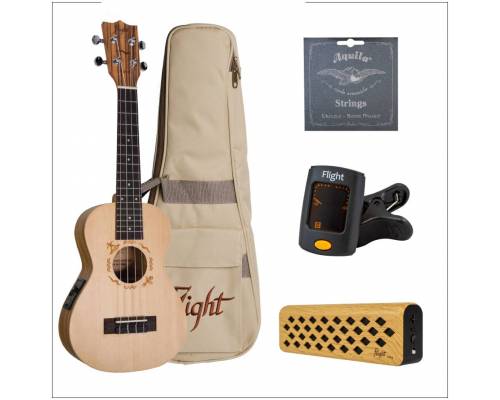 FLIGHT DUC525 EQ SP/ZEB dPACK 1 - Укулеле (набор) концерт ~ Серия Flight designer
